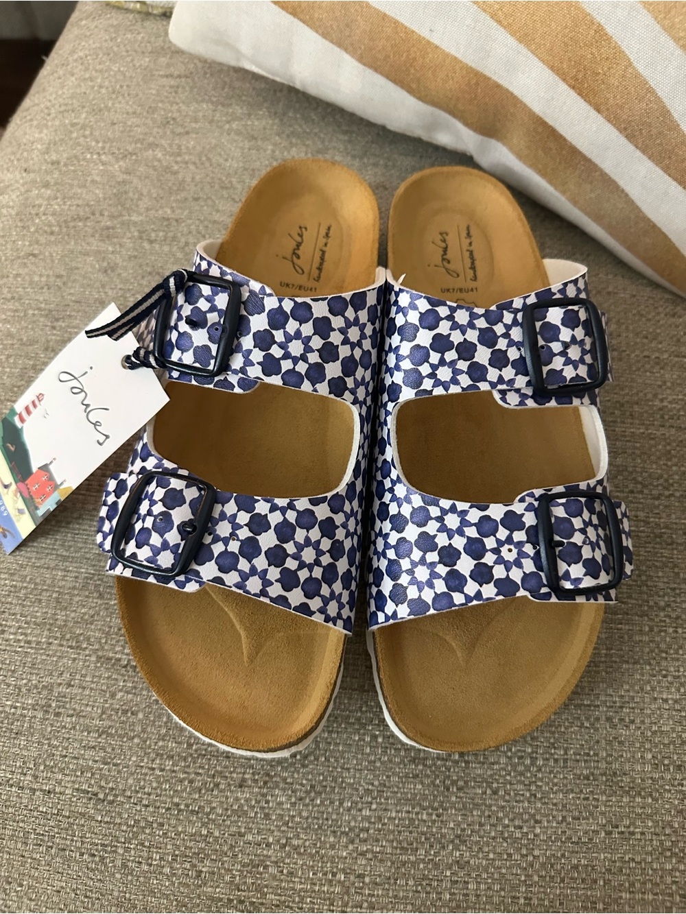 Joules Navy Geo Double-Buckle Slide Sandals EU 41 | US 9.5 - 10 New In Box - Picture 5 of 14